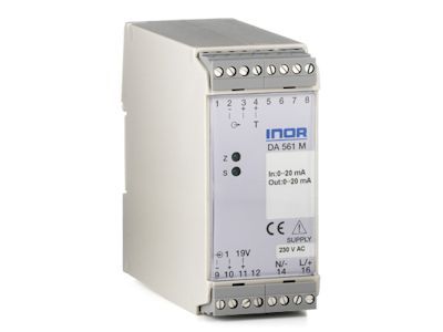 DA561 Transmitter voor signaalisolatie van mA/V signalen met 2-draads transmitter aansluiting - Inor